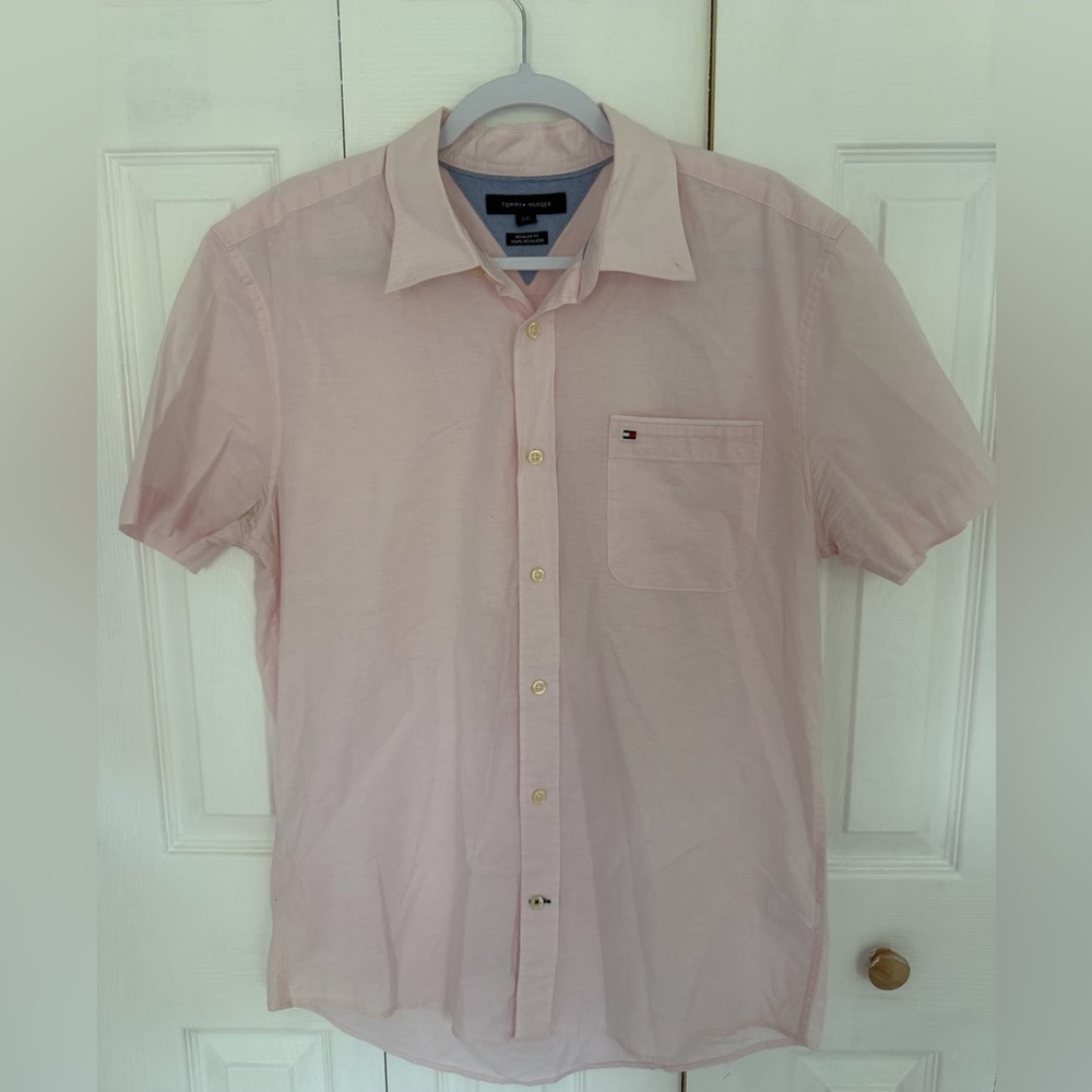 Tommy Hilfiger Men's Short-Sleeve Button-Down Shirt - Pale Pink